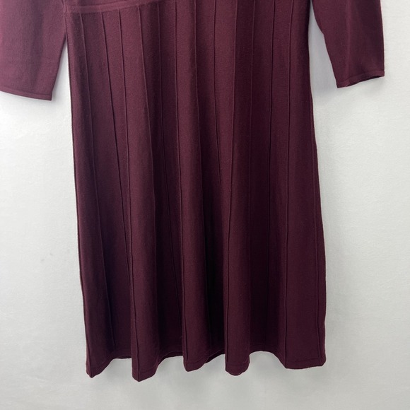 Talbots Sweater Dress Pure 100% Merino Wool Pleated Burgundy Wine Old Money LP - Picture 6 of 13